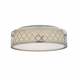 15" 20W LED Mediterranean Flush Mount Ceiling Light, Dim, 1400lm, 3000K, Polished Nickel