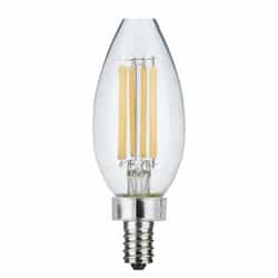 8W LED C11 Candelabra Filament Bulb, E12, 760lm, 120V, 4000K, Clear