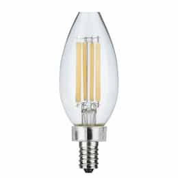 8W LED C11 Candelabra Filament Bulb, E12, 760lm, 120V, 4000K, Clear
