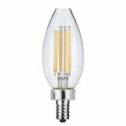 8W LED C11 Candelabra Filament Bulb, E12, 760lm, 120V, 5000K, Clear
