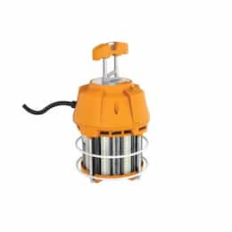 60W LED Hi-Bay Caged Lamp, Plug & Hook, 6000 lm, 5000K, Orange