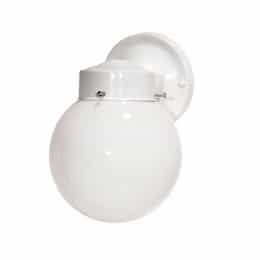 6" 60W Wall Lantern w/ White Globe, Gloss White