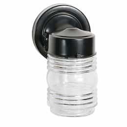 Nuvo 6" Mason Jar Lantern w/ Clear Glass, Medium Base, Black