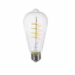 6.5W LED ST19 Bulb, Spiral, Dimmable, E26, 120V, 2700K