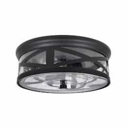 8.5W LED Wellesley Flush Mount w/ Seeded Glass, 2 Lights, Dim, 1600 lm, 2700K, Black