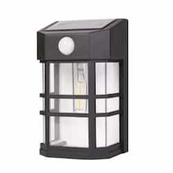 Solar Powered Wall Mount Lantern w/ Sensor, 100 lm, 2700K, Black