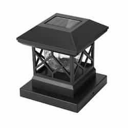 Solar Powered Post Cap Light, 8 lm, 3000K, Black