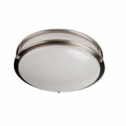 16W 10-in LED Flush Mount Fixture, Dimmable, 1400 lm, 120V, 2700K, Brushed Nickel