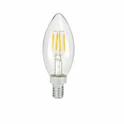 4W LED B11 Bulb, Dimmable, E12, 300 lm, 120V, 3000K, Clear