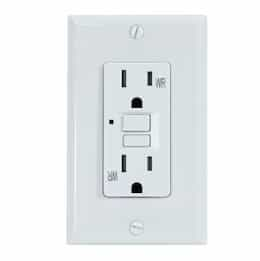 USI 15 Amp. GFCI Outlet, Duplex Receptacle, Weather Resistant, White