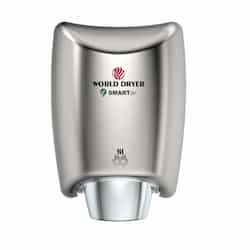 World Dryer 1200W SMARTdri Plus Hand Dryer, Stainless Steel, Brushed Finished