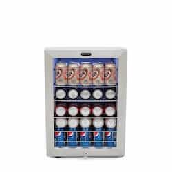 85W Beverage Cooler, 90-Can, 115V, Stainless Steel & White