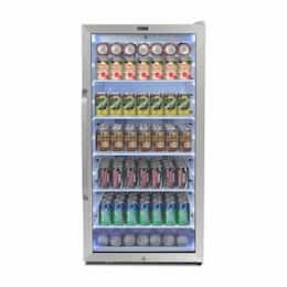 100W Commercial Beverage Refrigerator, 115V, Stainless Steel & White