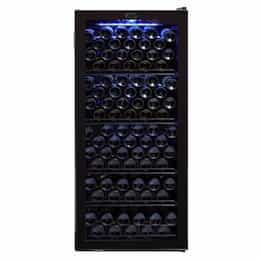 130W Freestanding Wine Cooler, 124-Bottle, 115V, Black