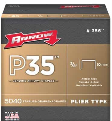 Arrow 3/8'' Plier Staples, 5000 Per Box