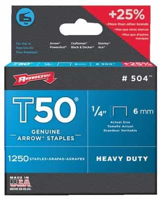 Arrow 1/4'' Type Staples, 1250 Per Box