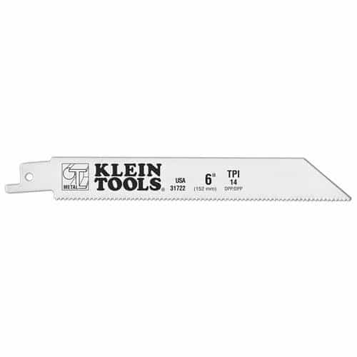 Klein Tools 6" Reciprocating Saw Blade, .035" Wide, 24 TPI, for 18 Gauge Metal & Und, 5-pk