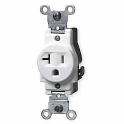 GP 20 Amp Tamper Resistant Single Receptacle Outlet, White