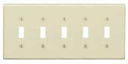 GP 5-Gang Plastic Toggle Switch Wall Plate, Ivory