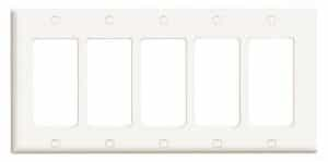 GP 5-Gang Plastic Rocker Switch Wall Plate, White