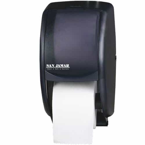 San Jamar Black Duett Double Roll Toilet Tissue Dispenser