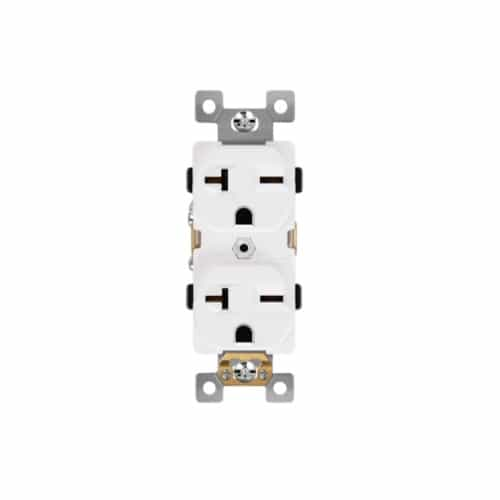 Enerlites White Industrial Grade Tamper Resistant High Voltage 20A Duplex Receptacle