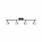 24W Gregor Fixed Rail Light, 4-Light, 2600 lm, 120V, 3000K, Black