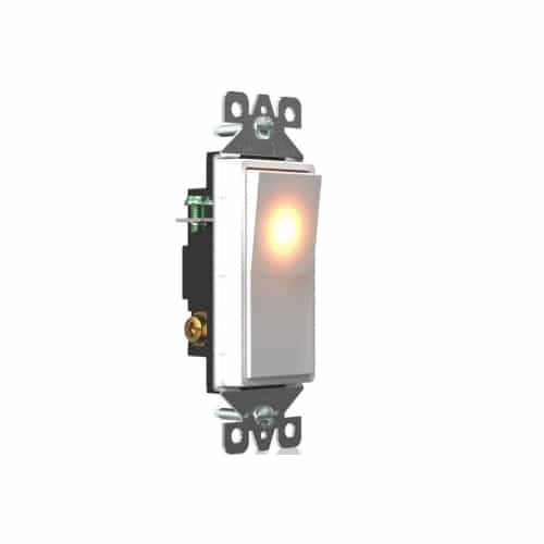 Aida 20A Decorator Switch w/ Light, Single Pole, 120V-277V, White