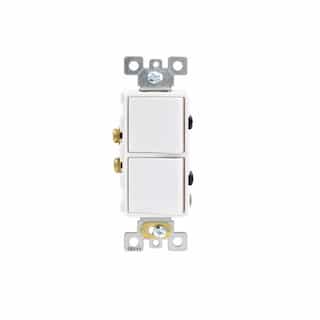 15A Combination Decora Switch, (2) Single Pole, 120V, White