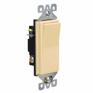 15A Decorator Switch, Single Pole, 120V-277V, Ivory