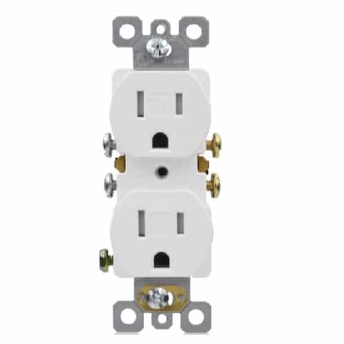 Aida 15 Amp Duplex Outlet, Side/Push Wire, White