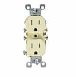 15A Duplex Receptacle, Side & Push Wire, 125V, Ivory
