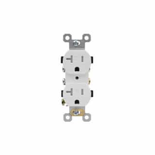 20A Duplex Receptacle, TR, Side & Back Wire, 125V, White