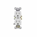 15A Duplex Receptacle, TR, Side & Back Wire, 125V, White