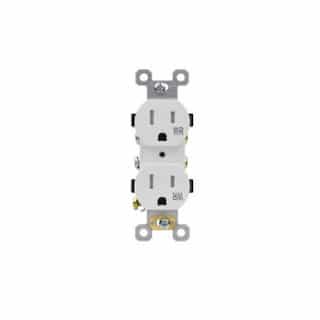 15A Duplex Receptacle, TR & WR, Side & Back Wire, 125V, White