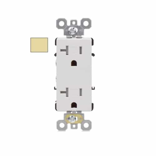 Aida 20A Decora Duplex Receptacle, Side Wire, 125V, Ivory