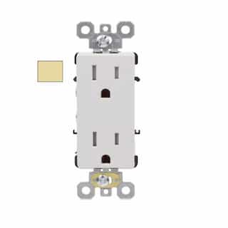 15A Decora Duplex Receptacle, TR, Side & Back Wire, 125V, Ivory