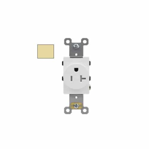 Aida 20A Single Receptacle, Side & Back Wire, 125V, Ivory