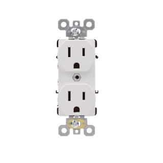 15A Commercial Grade Duplex Receptacle, Side & Back Wire, 125V, White