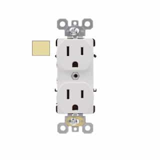 15A Commercial Grade Duplex Receptacle, Side & Back Wire, 125V, Ivory