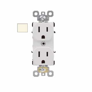 15A Commercial Grade Duplex Receptacle, Side/Back Wire, 125V,LT Almond