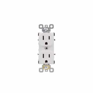 15A Commercial Duplex Receptacle, TR, Side & Back Wire, 125V, White