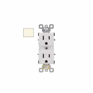 15A Commercial Duplex Receptacle, TR, Side/Back Wire, 125V,LT Almond