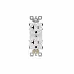 20A Commercial Grade Duplex Receptacle, Side & Back Wire, 125V, White