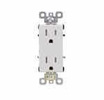 15A Commercial Decora Receptacle, Side & Back Wire, 125V, White