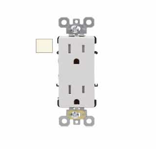 15A Commercial Decora Receptacle, Side & Back Wire, 125V, Light Almond