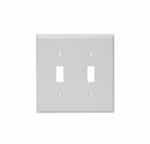 2-Gang Standard Wall Plate, Toggle, Plastic, White