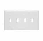 4-Gang Standard Wall Plate, Toggle, Plastic, White