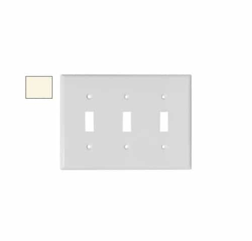 Aida 3-Gang Mid-Size Wall Plate, Toggle, Plastic, Light Almond