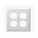 2-Gang Standard Wall Plate, Duplex, Plastic, White